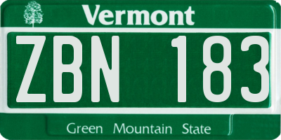 VT license plate ZBN183