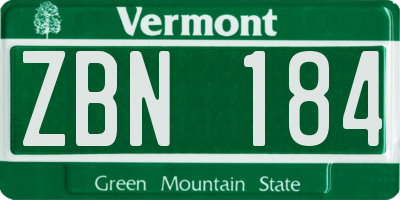 VT license plate ZBN184