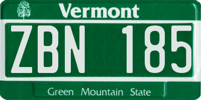 VT license plate ZBN185