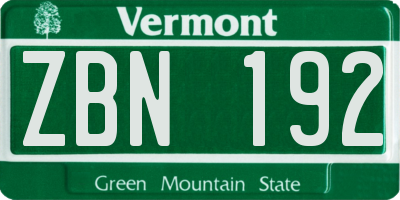 VT license plate ZBN192