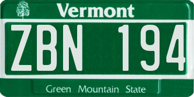 VT license plate ZBN194