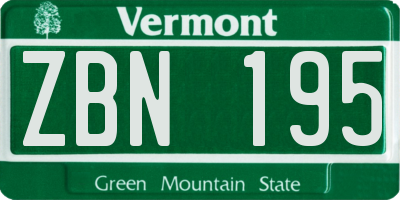 VT license plate ZBN195
