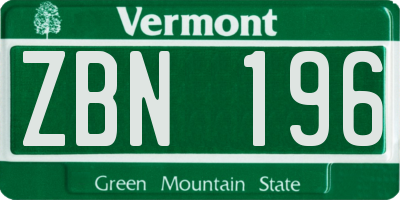 VT license plate ZBN196
