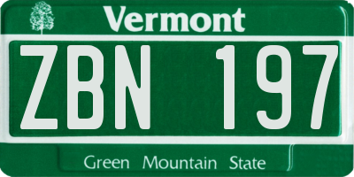 VT license plate ZBN197