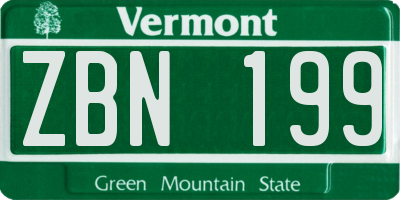 VT license plate ZBN199