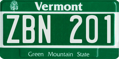 VT license plate ZBN201