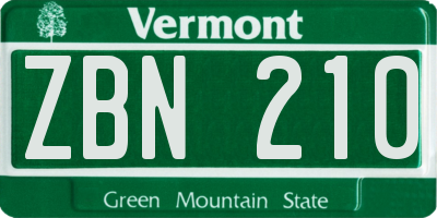 VT license plate ZBN210
