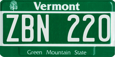 VT license plate ZBN220
