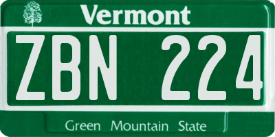 VT license plate ZBN224