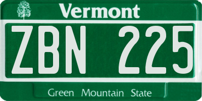 VT license plate ZBN225