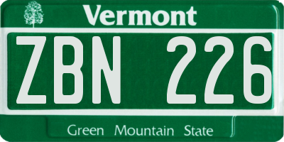 VT license plate ZBN226