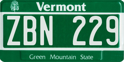 VT license plate ZBN229