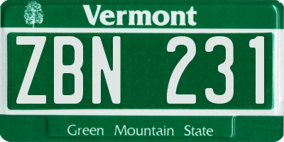 VT license plate ZBN231