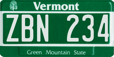 VT license plate ZBN234