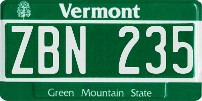 VT license plate ZBN235
