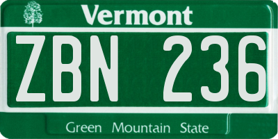 VT license plate ZBN236