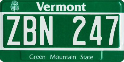 VT license plate ZBN247