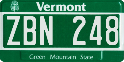 VT license plate ZBN248
