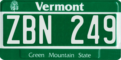 VT license plate ZBN249