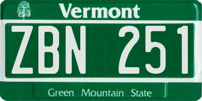 VT license plate ZBN251