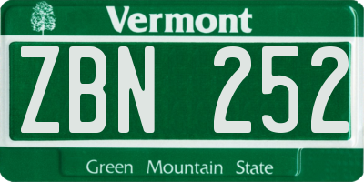 VT license plate ZBN252