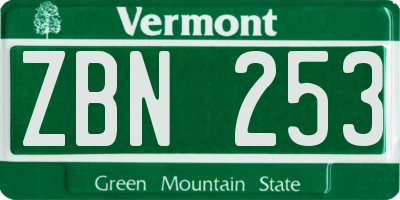 VT license plate ZBN253