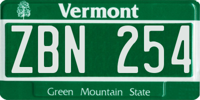 VT license plate ZBN254