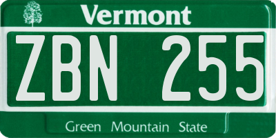 VT license plate ZBN255