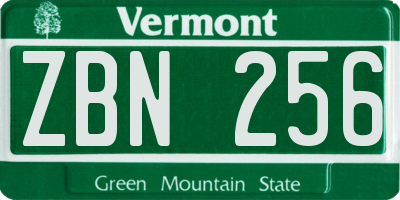 VT license plate ZBN256