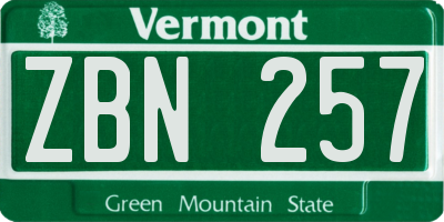 VT license plate ZBN257