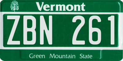 VT license plate ZBN261