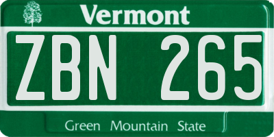 VT license plate ZBN265