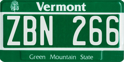 VT license plate ZBN266