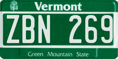 VT license plate ZBN269