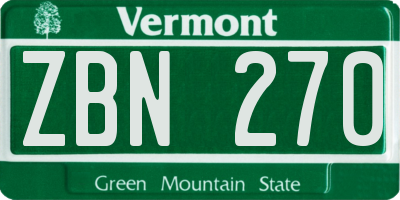 VT license plate ZBN270