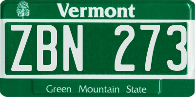 VT license plate ZBN273