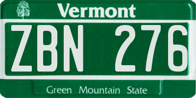 VT license plate ZBN276
