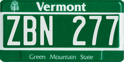 VT license plate ZBN277
