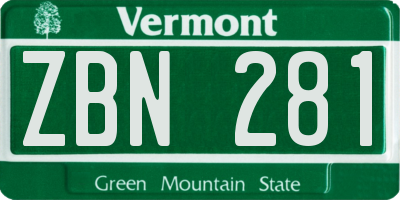 VT license plate ZBN281