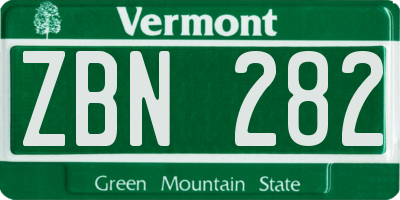 VT license plate ZBN282