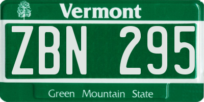 VT license plate ZBN295