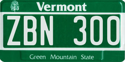 VT license plate ZBN300