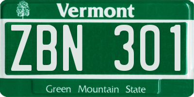 VT license plate ZBN301