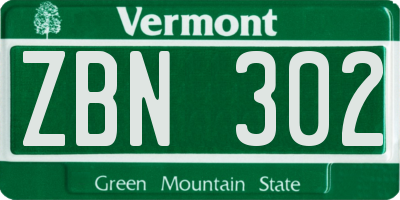 VT license plate ZBN302