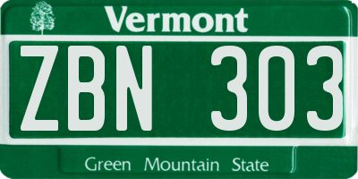 VT license plate ZBN303
