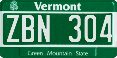VT license plate ZBN304