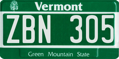 VT license plate ZBN305