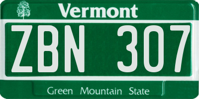 VT license plate ZBN307