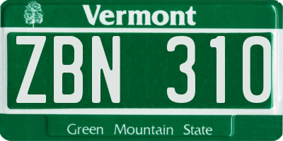 VT license plate ZBN310