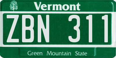 VT license plate ZBN311